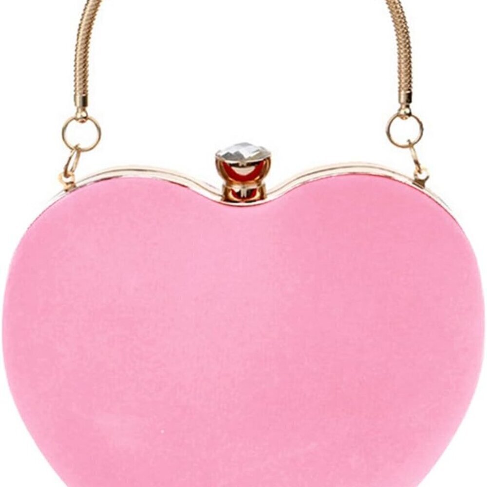 Women Heart Shaped Handbag Mini Clutch Chain Purse Chic Shoulder Bag Evening Tot